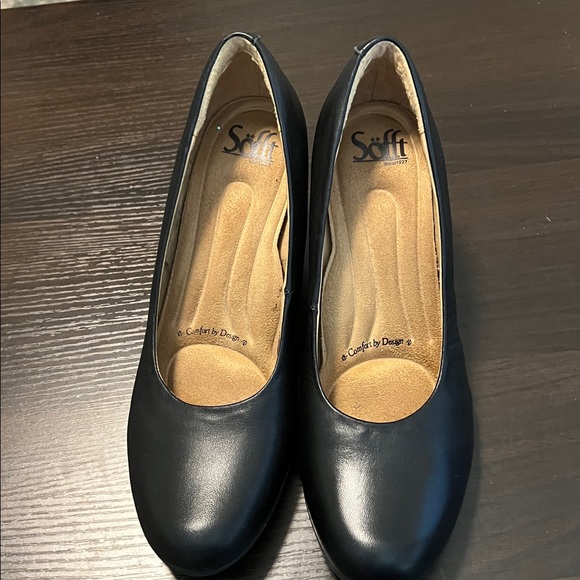 Sofft Black Leather Comfort Round Toe Heels Pumps 8M - Picture 3 of 8
